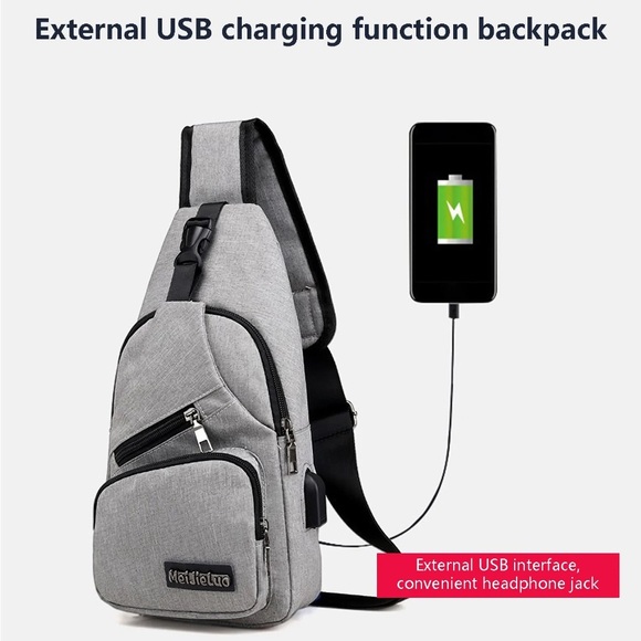 Unisex Crossbody Sling Chest USB Charging Backpack - Picture 3 of 5